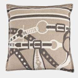 Pre Owned Hermes Beige Wool Cushion