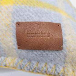 Pre Owned Hermes Grey, Yellow Wool Cushion