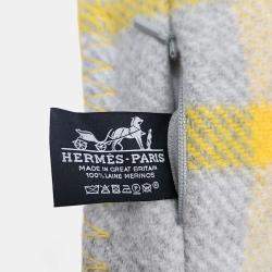 Pre Owned Hermes Grey, Yellow Wool Cushion