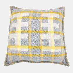 Pre Owned Hermes Grey, Yellow Wool Cushion