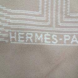 Pre Owned Hermes Beige, White Cotton Blanket