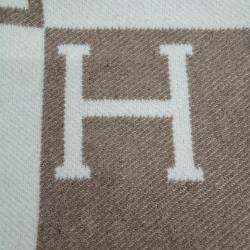 Pre Owned Hermes Avalon Beige, White Wool Blanket