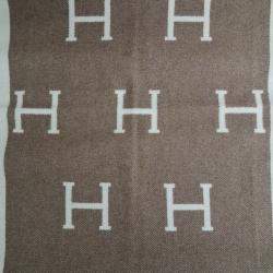 Pre Owned Hermes Avalon Beige, White Wool Blanket
