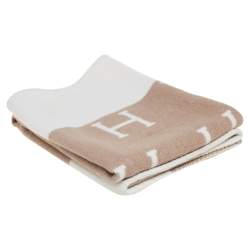 Hermes Beige Avalon Merino & Cashmere Baby Blanket 