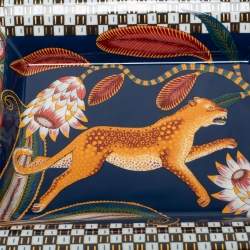 Hermès Fauve Gold Trim Savana Dance Porcelain Ashtray