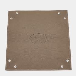 Hermes Etoupe Clemence Leather Mises et Relances Tray