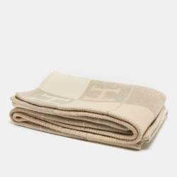 Hermès Beige Cashmere & Wool Avalon III Blanket