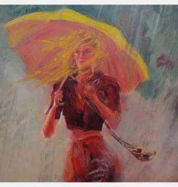 L'Orage Au Parapluie Jaune-The Storm With Yellow Umbrella-Der Sturm Mit Gelbem Regenschirm By Isabel Mahe, France,2023 (81 X 54)