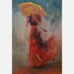 L'Orage Au Parapluie Jaune-The Storm With Yellow Umbrella-Der Sturm Mit Gelbem Regenschirm By Isabel Mahe, France,2023 (81 X 54)