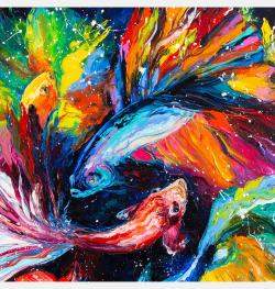 Dancing Fish By Liubov Kuptsova, Ukraine,2024 (60 X 60)