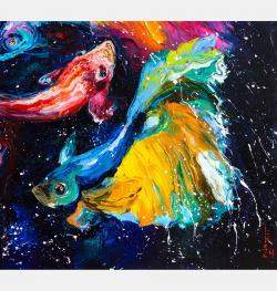 Dancing Fish By Liubov Kuptsova, Ukraine,2024 (60 X 60)