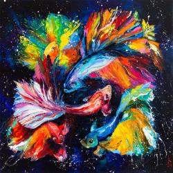 Dancing Fish By Liubov Kuptsova, Ukraine,2024 (60 X 60)