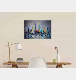 Colorful Yachts By Liubov Kuptsova, Ukraine,2023 (40 X 60)