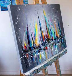 Colorful Yachts By Liubov Kuptsova, Ukraine,2023 (40 X 60)
