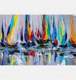 Colorful Yachts By Liubov Kuptsova, Ukraine,2023 (40 X 60)