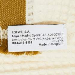 Loewe Ivory Logo Cotton Waffle Fringed Beach Towel 