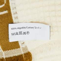 Loewe Ivory Logo Cotton Waffle Fringed Beach Towel 