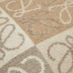 Pre Owned Loewe Beige Anagram Cushion Checkerboard Cushion 