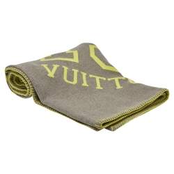Louis Vuitton Grey Fluo Louis Reversible Wool Blanket