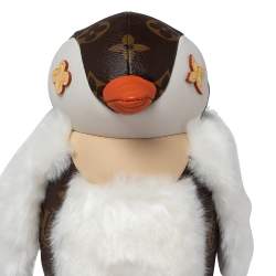 Louis Vuitton White Fluffy Fabric and Monogram Canvas Doudou Pingouin Ernest Toy