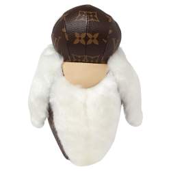 Louis Vuitton White Fluffy Fabric and Monogram Canvas Doudou Pingouin Ernest Toy