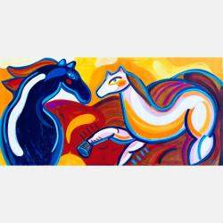 Horses In The Sunset By Mercedes Lagunas, Spain,2024 (55 X 110)