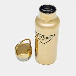 Pre Owned Prada Gold Tone Metal Thermal Water Bottle
