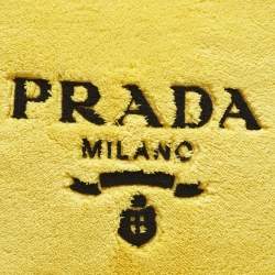 مملوكة مسبقًا Prada Yellow Logo Embroidered Fleece Cushion 50 cm x 50 cm