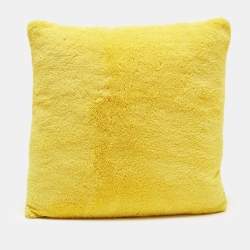 مملوكة مسبقًا Prada Yellow Logo Embroidered Fleece Cushion 50 cm x 50 cm
