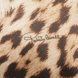 Roberto Cavalli Orange/Brown Leopard Print Satin Silk Cushion 59cm x 59cm