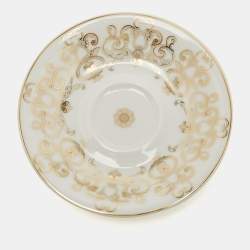 Rosenthal Meets Versace Gold/White Medusa Gala Espresso Cup and Saucer Set Of 6
