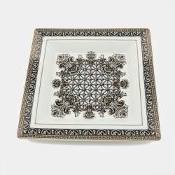 Rosenthal Meets Versace White & Black Printed Porcelain Square Dish