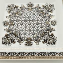 Rosenthal Meets Versace White & Black Printed Porcelain Square Dish