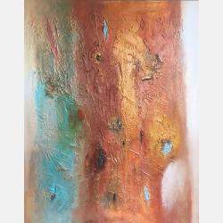 Poetry In Gold 40 By Shan Re, India,2020 (76.2 X 127)