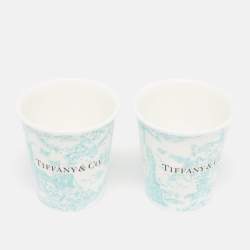 Tiffany & Co. Toile Fine Bone China White Coffee Cup Set of 2