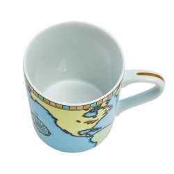 Pre Owned Tiffany & Co Multicolor World Map Print Porcelain Mug