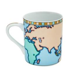 Pre Owned Tiffany & Co Multicolor World Map Print Porcelain Mug