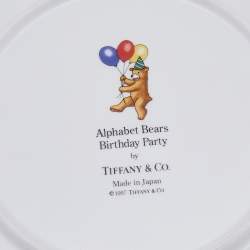 Tiffany & Co. White Alphabet Bears Birthday Cake Plate 