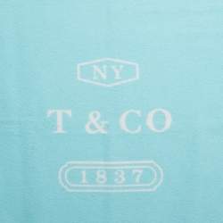 Pre Owned Tiffany & Co. Blue/White Logo Intarsia Wool Throw