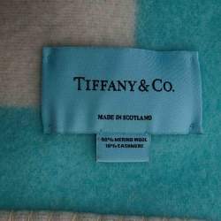 Pre Owned Tiffany & Co. Blue/White Logo Intarsia Wool Throw