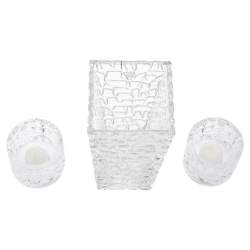 Tiffany & Co. Crystal Sierra Vase & 2 Votive Candle Holders Set