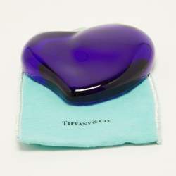 Pre Owned Tiffany & Co. x Elsa Peretti Cobalt Glass Heart Paperweight