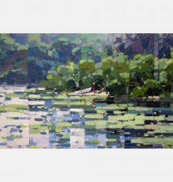 Canoeing By The Lake By Vadim Dolgov, Canada,2022 (92 X 92)