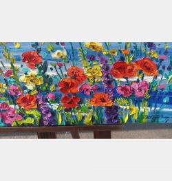 Flowers On The Coast By Vanya Georgieva, Italy,2023 (40 X 80)