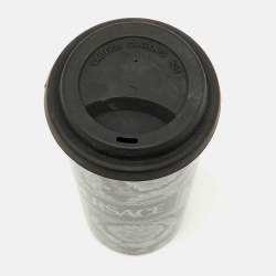 Pre Owned Versace Black & Gray Barocco Travel Mug