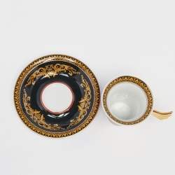 Versace x Rosenthal Light Red Porcelain Medusa Espresso Cup and Saucer