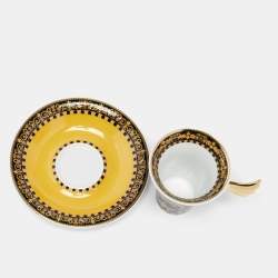 Versace x Rosenthal Black/Gold Porcelain Barocco Espresso Cup and Saucer
