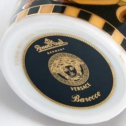 Pre Owned Versace x Rosenthal Black/Gold Porcelain Barocco Espresso Cup and Saucer