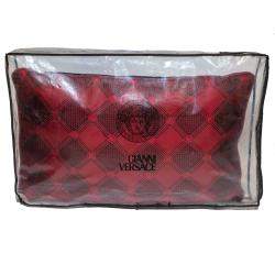 Pre Owned Versace Medusa Red & Black Cotton & Velvet Pillow