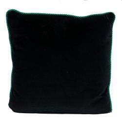Pre Owned Versace Medusa Green and Black Cotton and Velvet Cushion